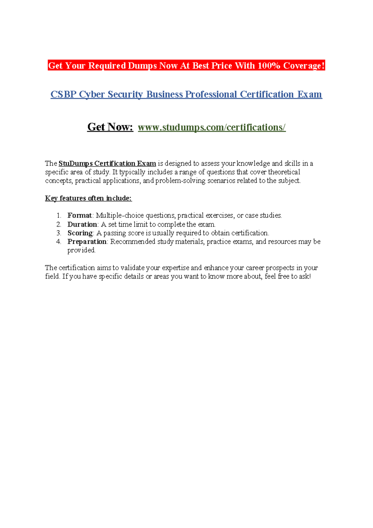 CSBP Cyber Security Business Professional Certification Exam - Get Your ...