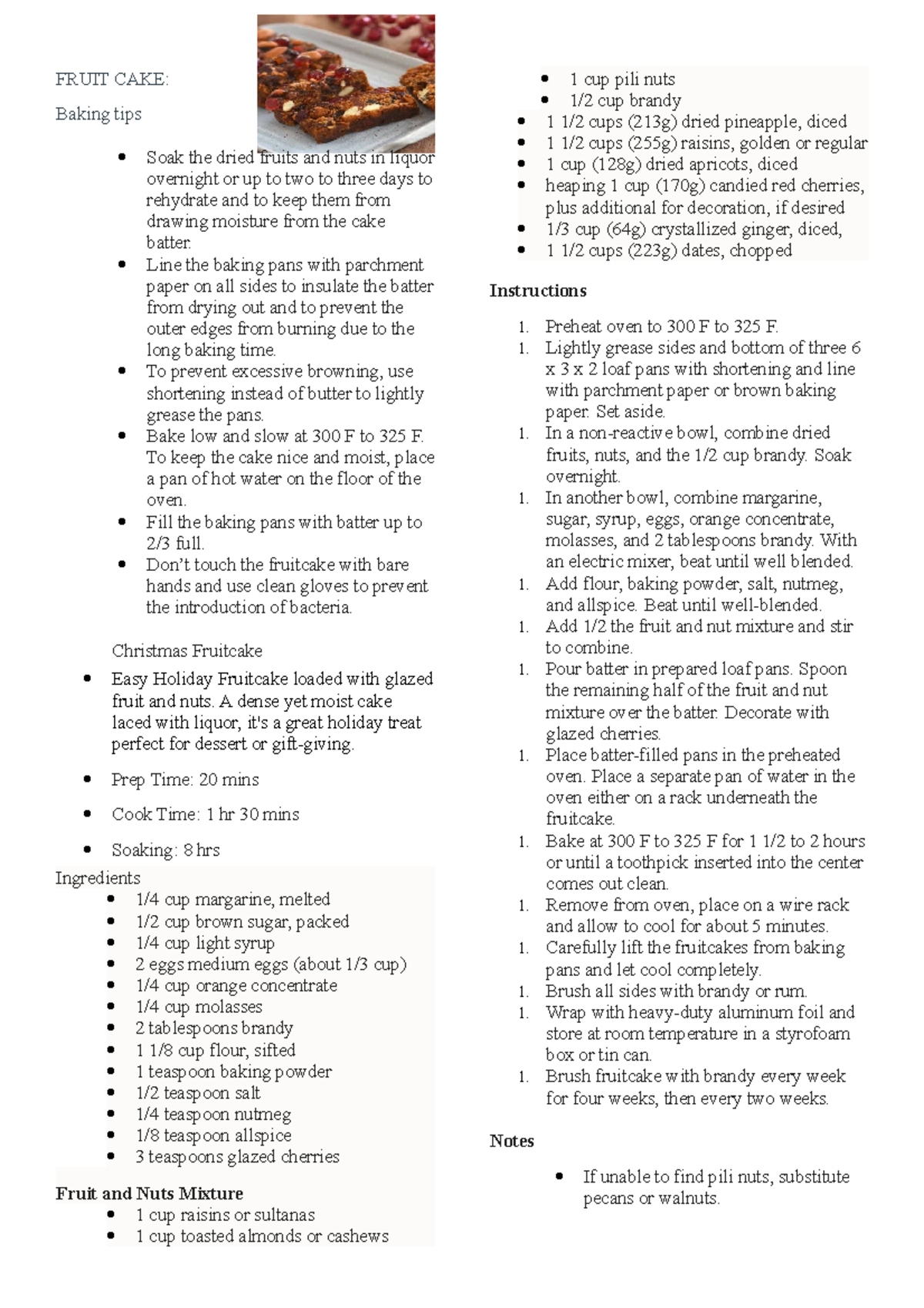 Fruit Cakes Recipe it is for baking FRUIT CAKE Baking tips Soak the dried fruits and nuts