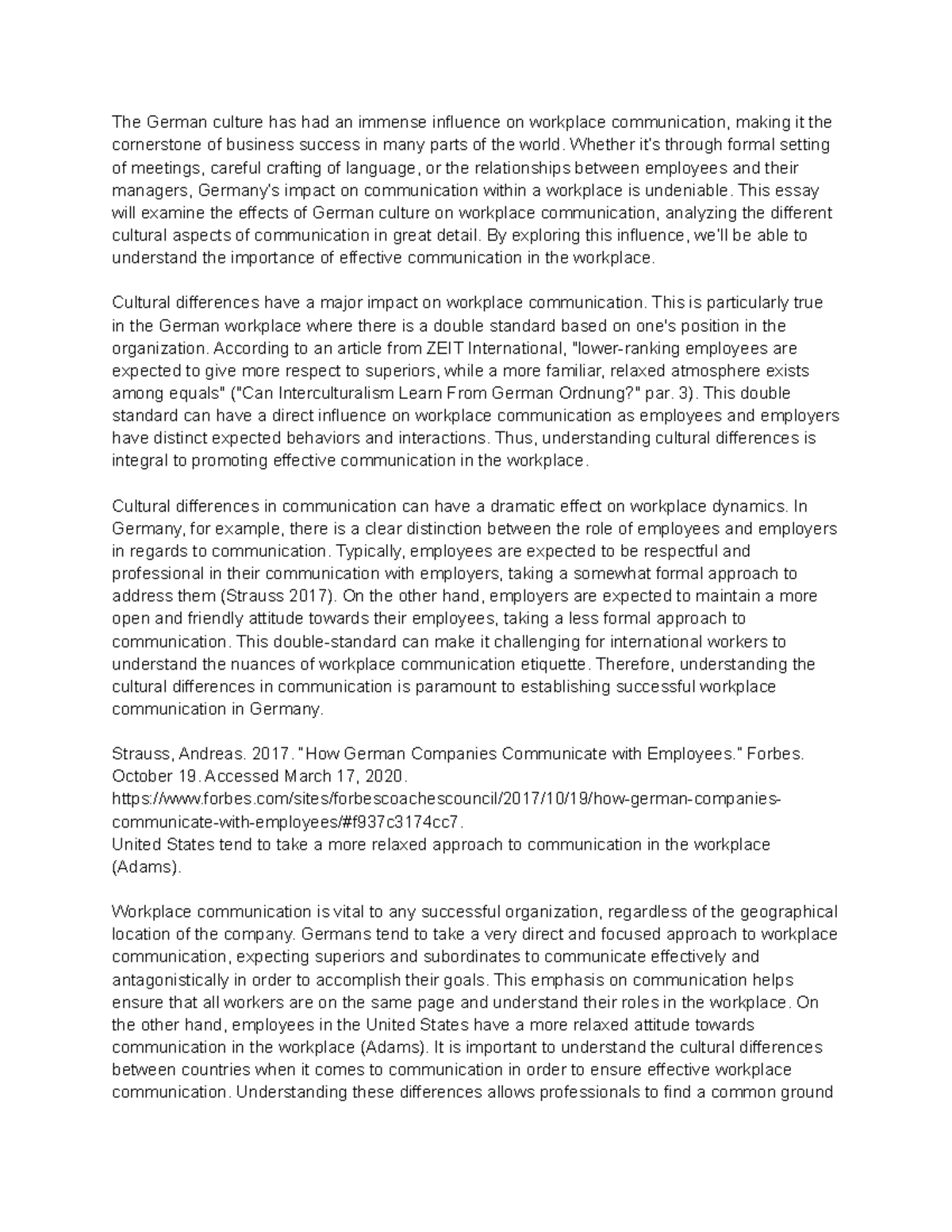 Effects of German Culture on Workplace Communication - The German ...