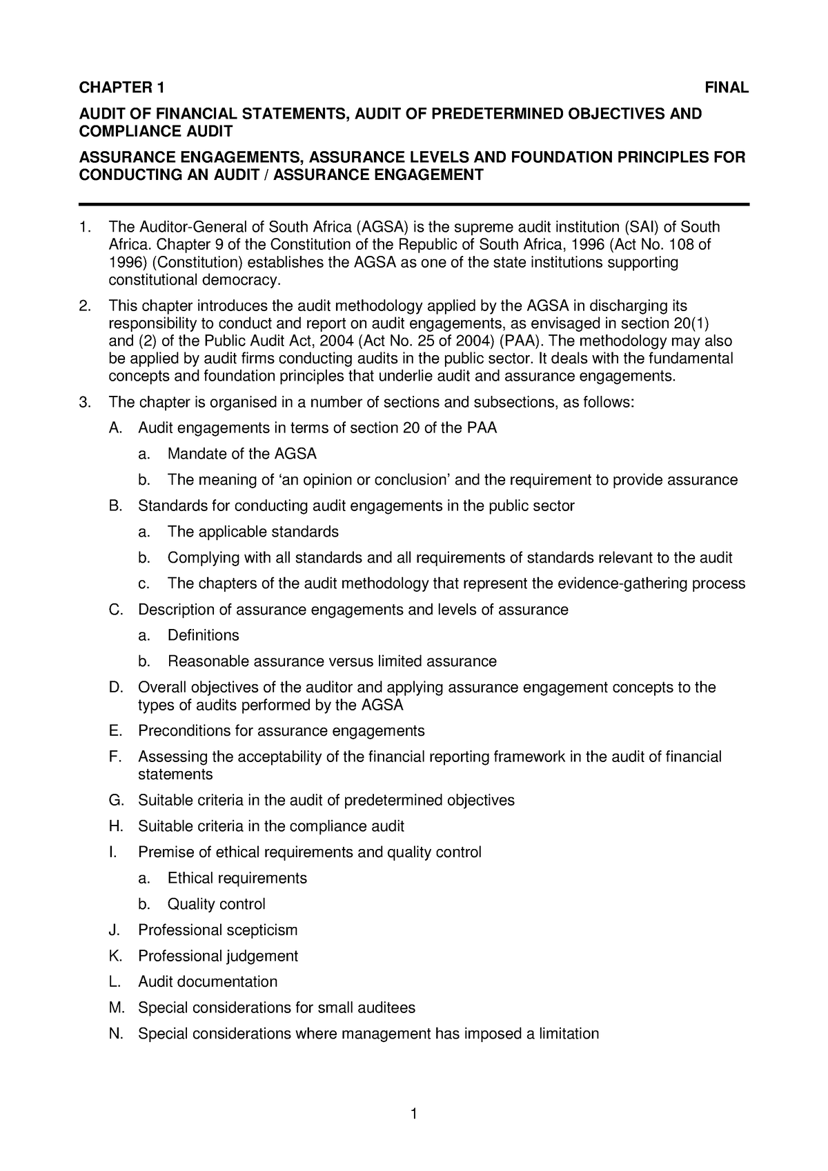 01 - Assurance engagements assurance levels and foundation principles ...