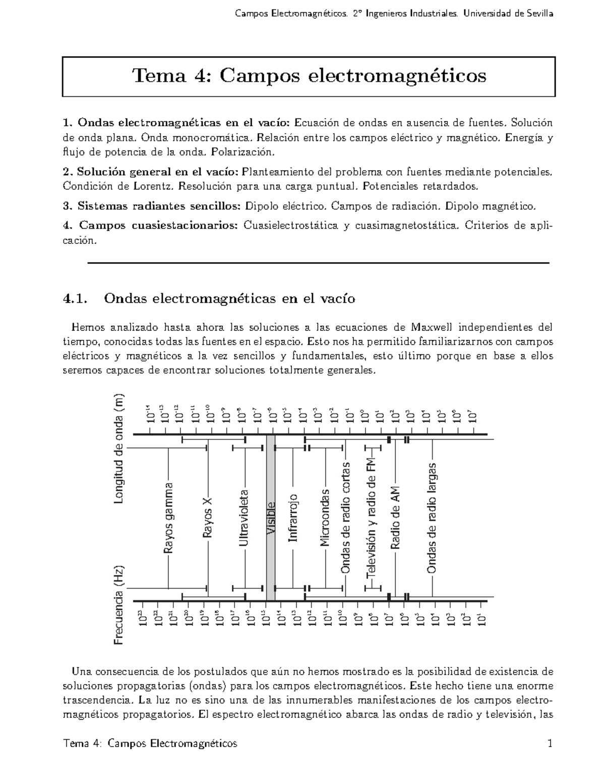 Apuntes De Apoyo Tema 4 - Campos Electromagn ́eticos. 2 Ingenieros ...