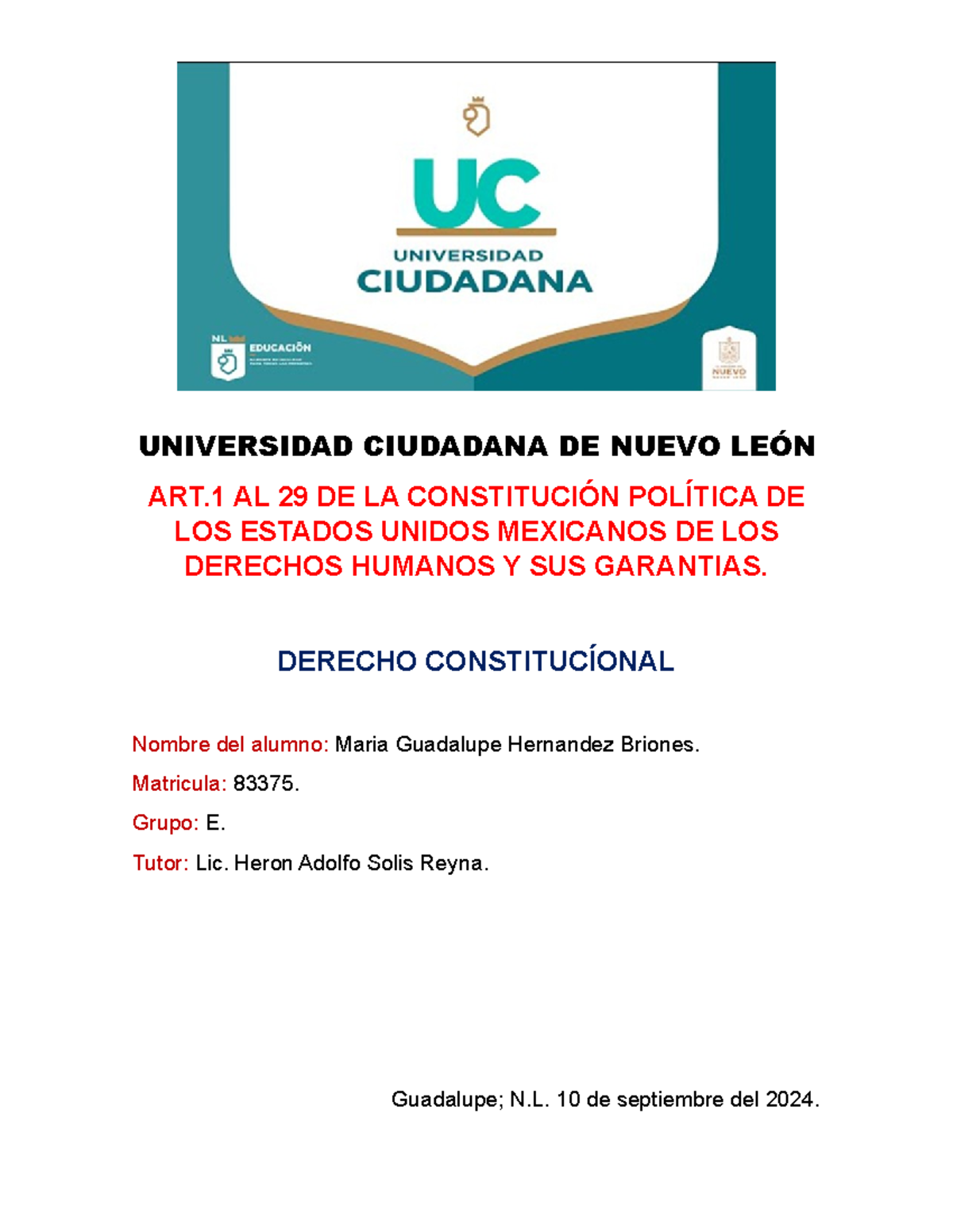 Actividad 2 Síntesis Art 1 Al 29 Cpeum De Los Derechos Humanos Y Sus