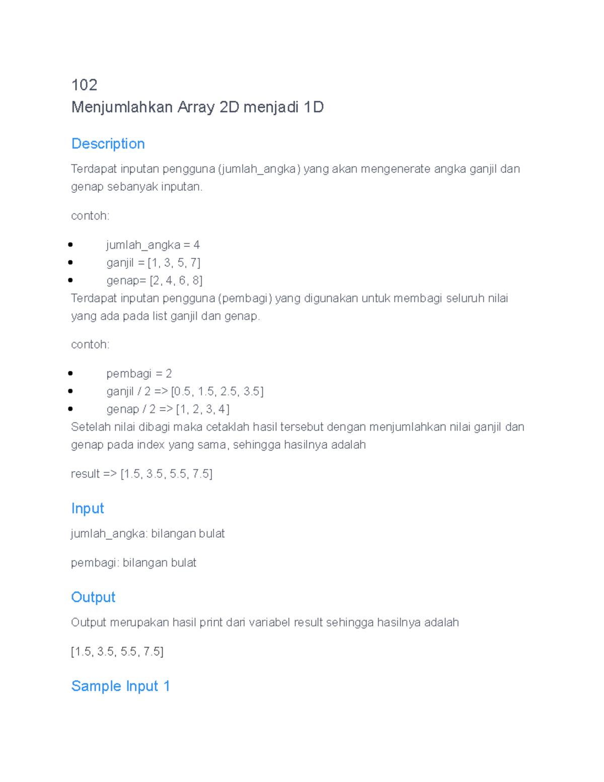 Soal quis 2 - Menjumlahkan Array 2D menjadi 1D - 102 Menjumlahkan Array ...