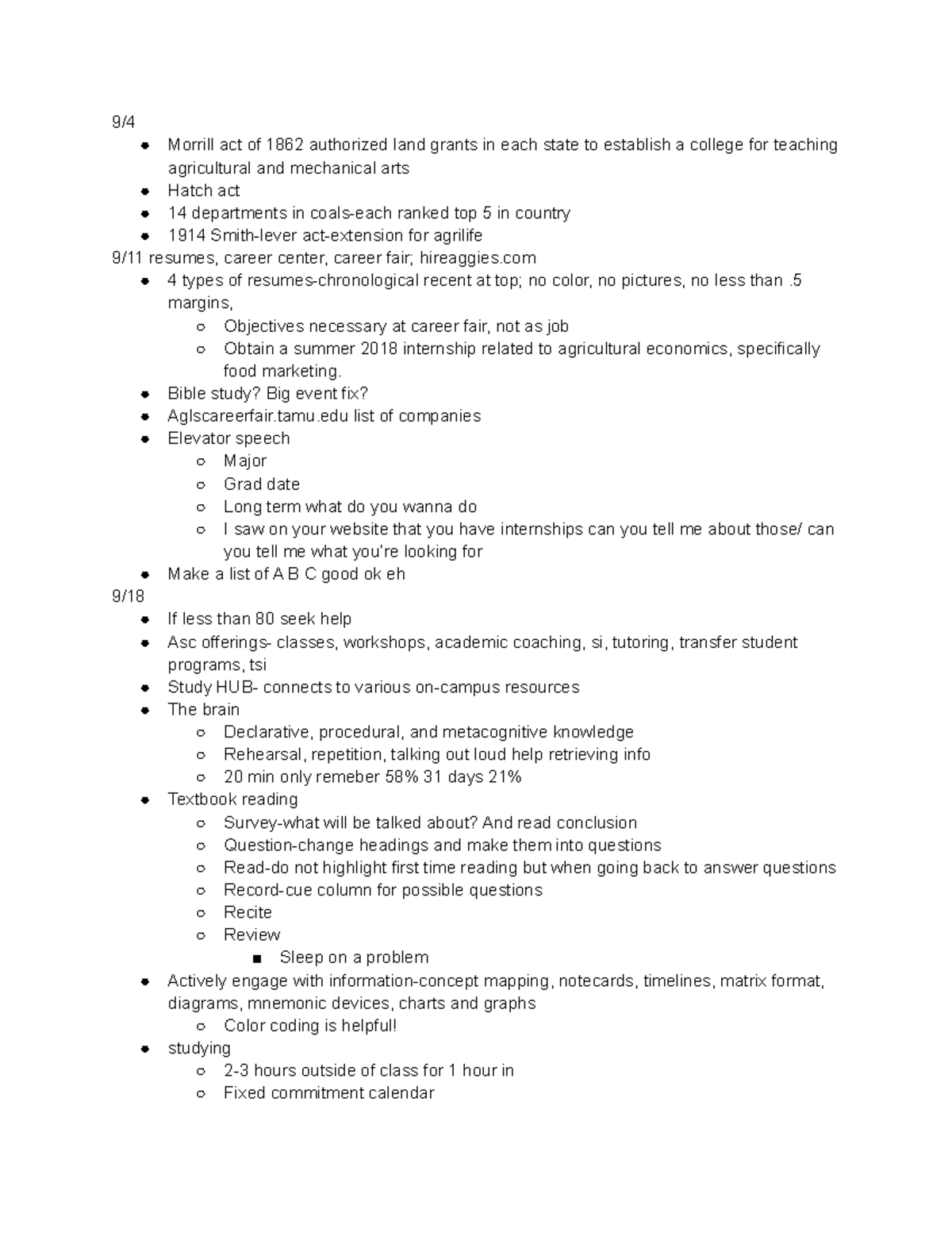 Agls 101 - Lecture notes all - 9/ Morrill act of 1862 authorized land ...