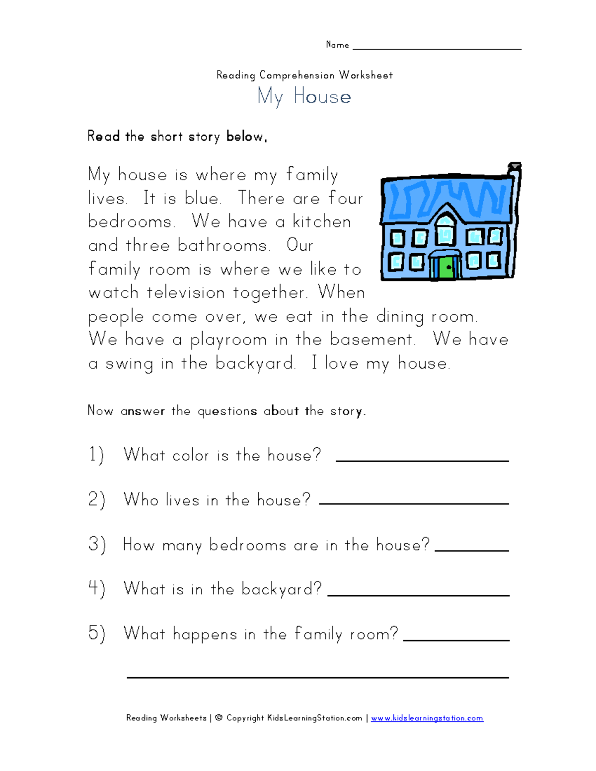 Descriptions reading comprehension house - Reading Worksheets ...