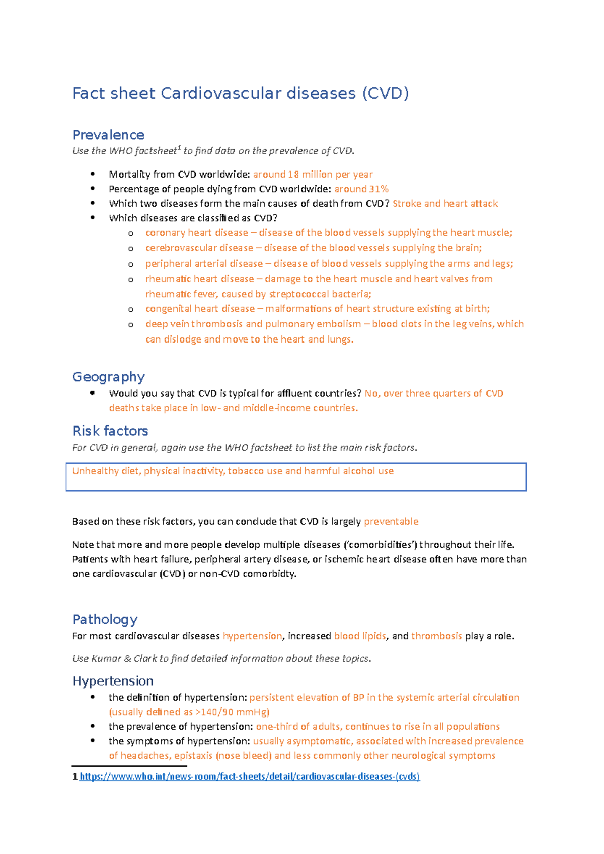 Fact sheet CVD Fact sheet Cardiovascular diseases (CVD) Prevalence