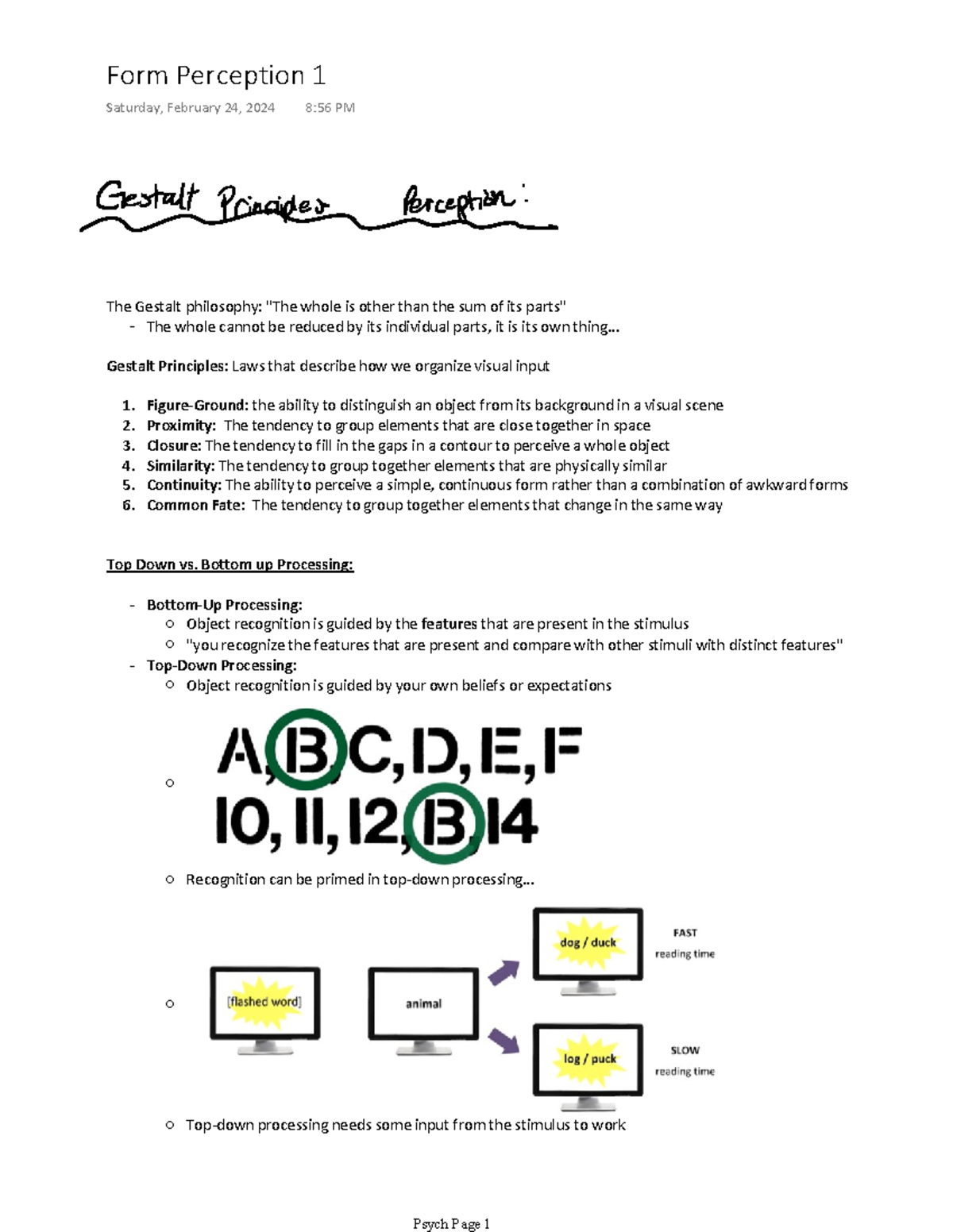 Form Perception 1 - The Gestalt philosophy: 
