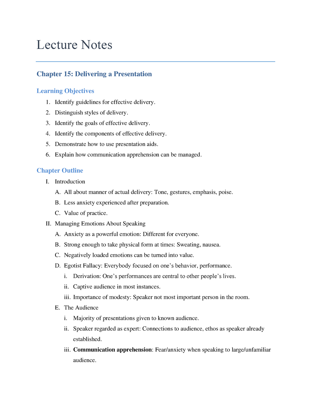 Lecture notes for chapter 15 - Lecture Notes Chapter 15 : Delivering a ...