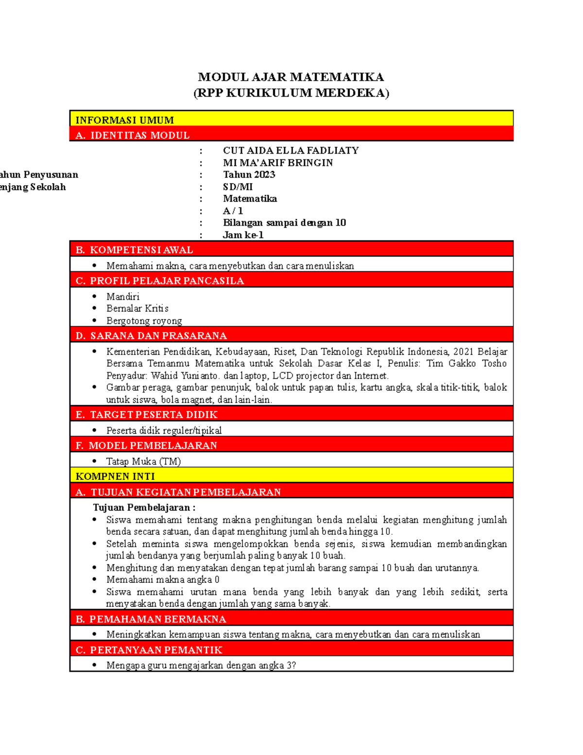 Modul AJAR Matematika - MODUL AJAR MATEMATIKA (RPP KURIKULUM MERDEKA ...