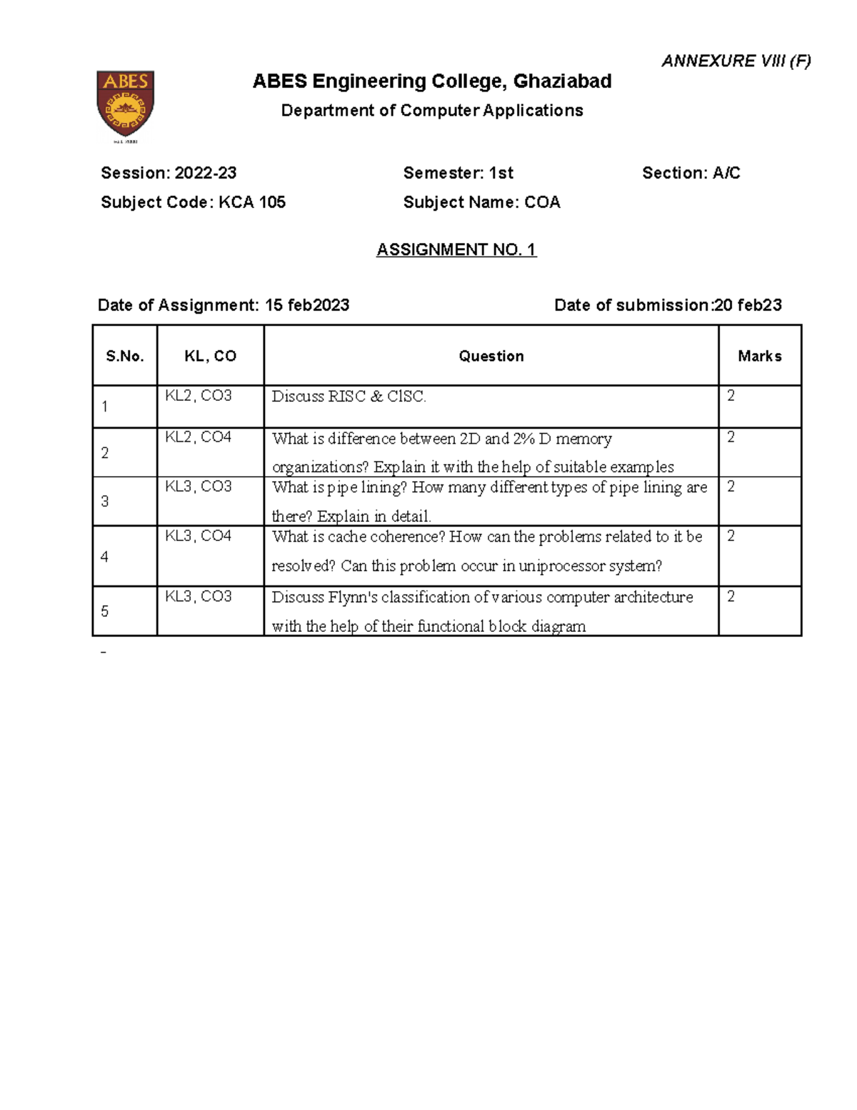 anucde assignment results