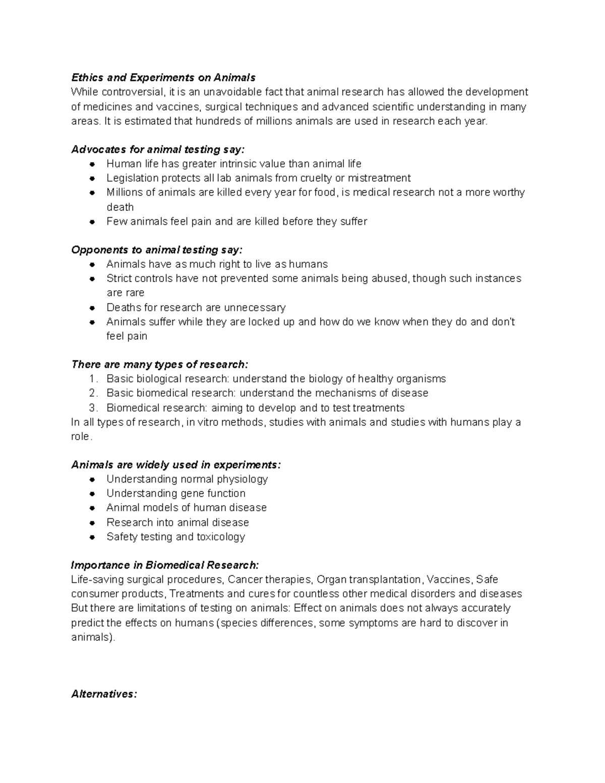 Ethics and Experiments on Animals - It is estimated that hundreds of ...
