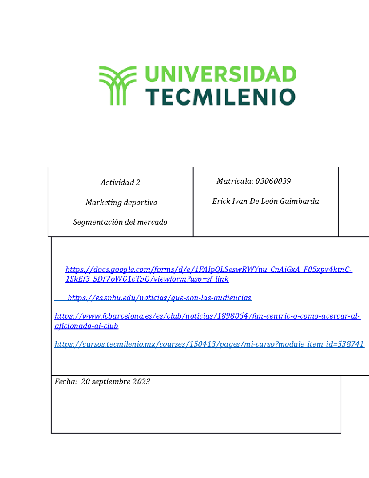 Actividad 2 - Marketing deportivo - Actividad 2 Marketing deportivo ...