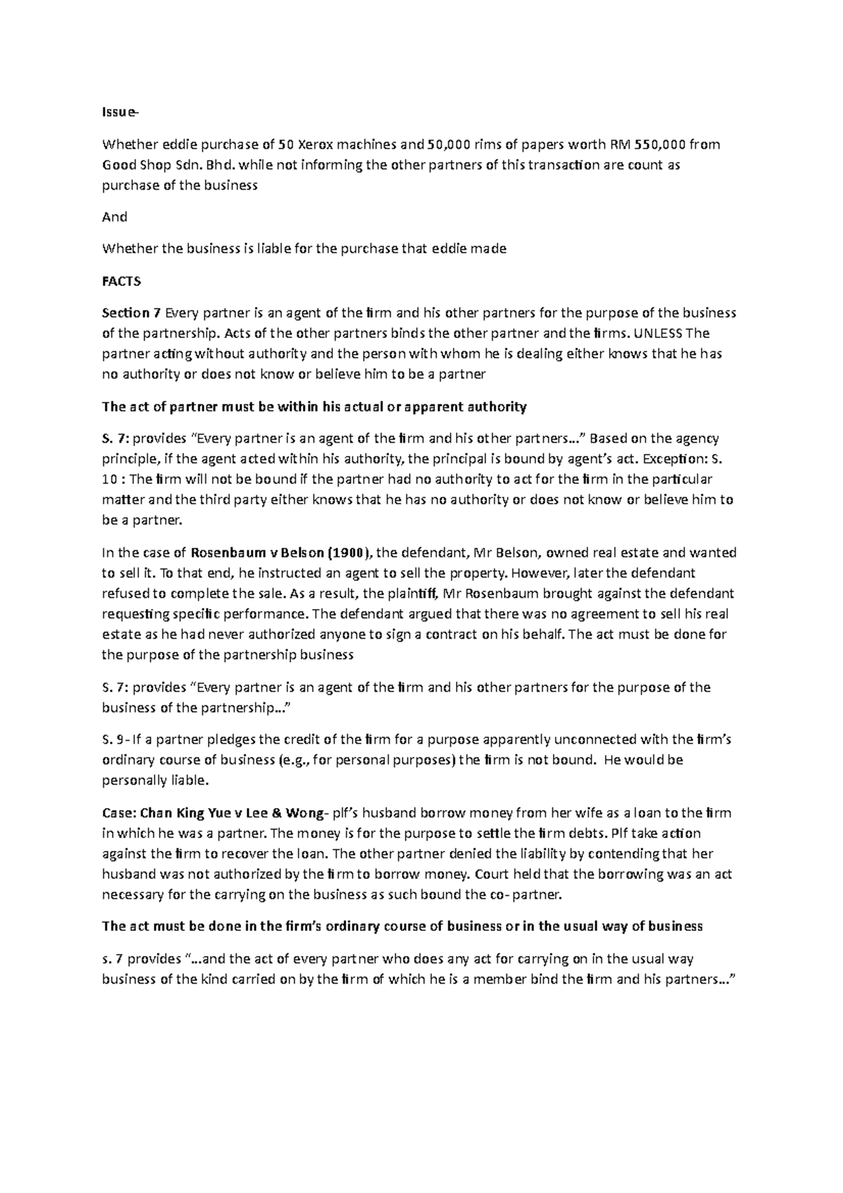 Issue laww Issue Whether eddie purchase of 50 Xerox machines and