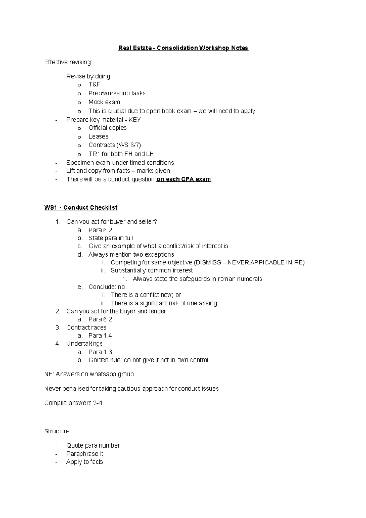 Real Estate Consolidation Lecture Notes Real Estate Consolidation