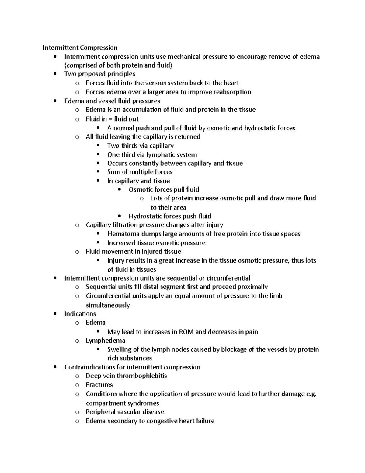 Intermittent Compression compartment syndromes o Peripheral vascular