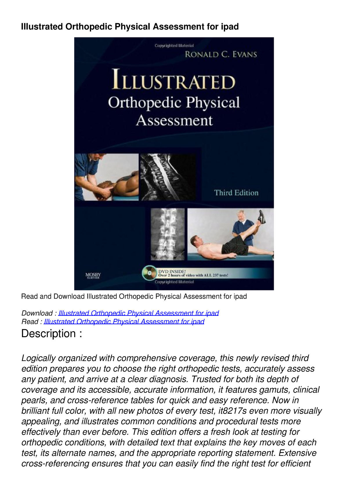 illustrated orthopedic physical assessment free download