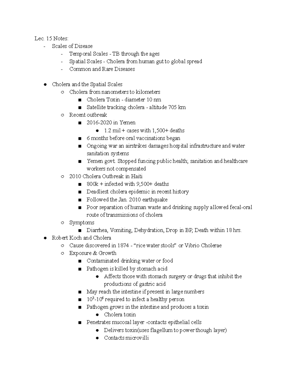 SAS 013 15 16 Lecture Notes Lec. 15 Notes Scales of Disease