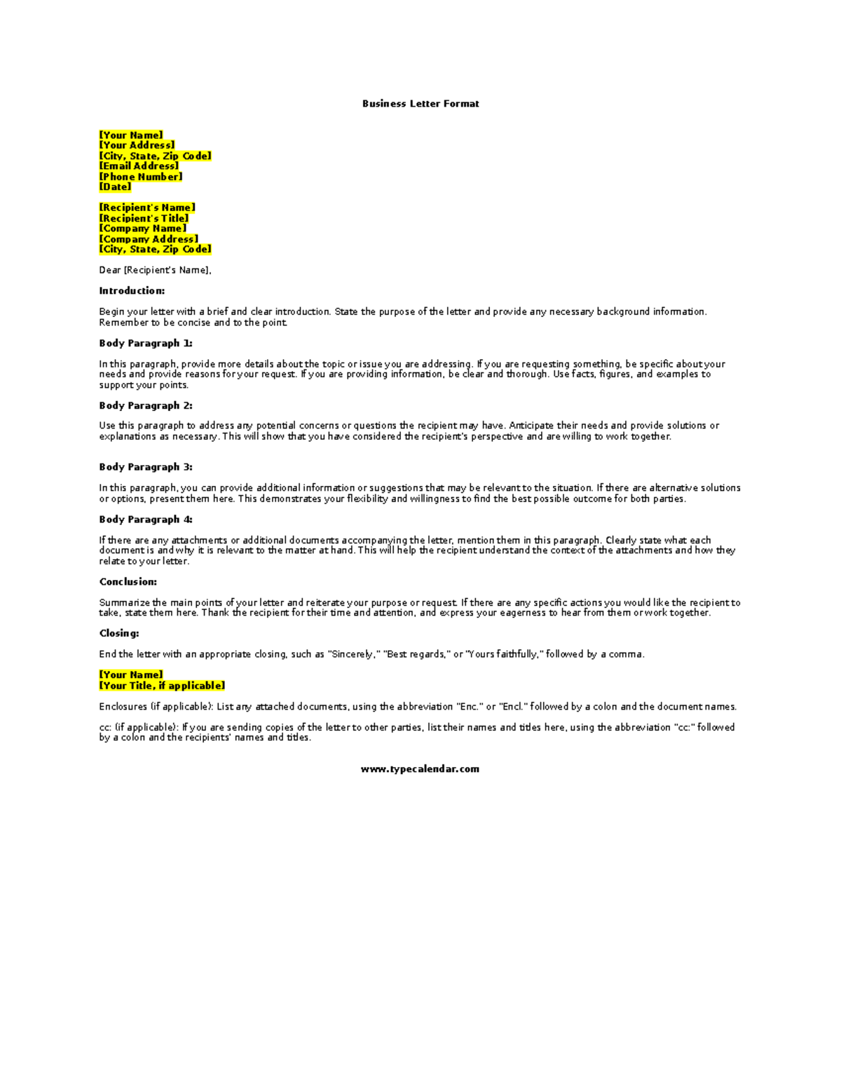 Business letter format - Business Letter Format [Your Name] [Your ...