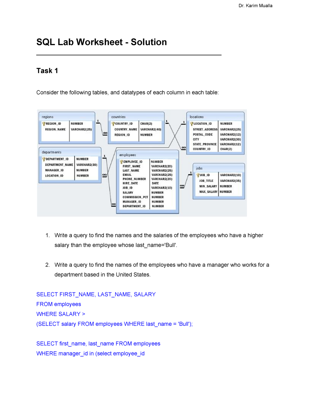 sql lab assignments with solutions