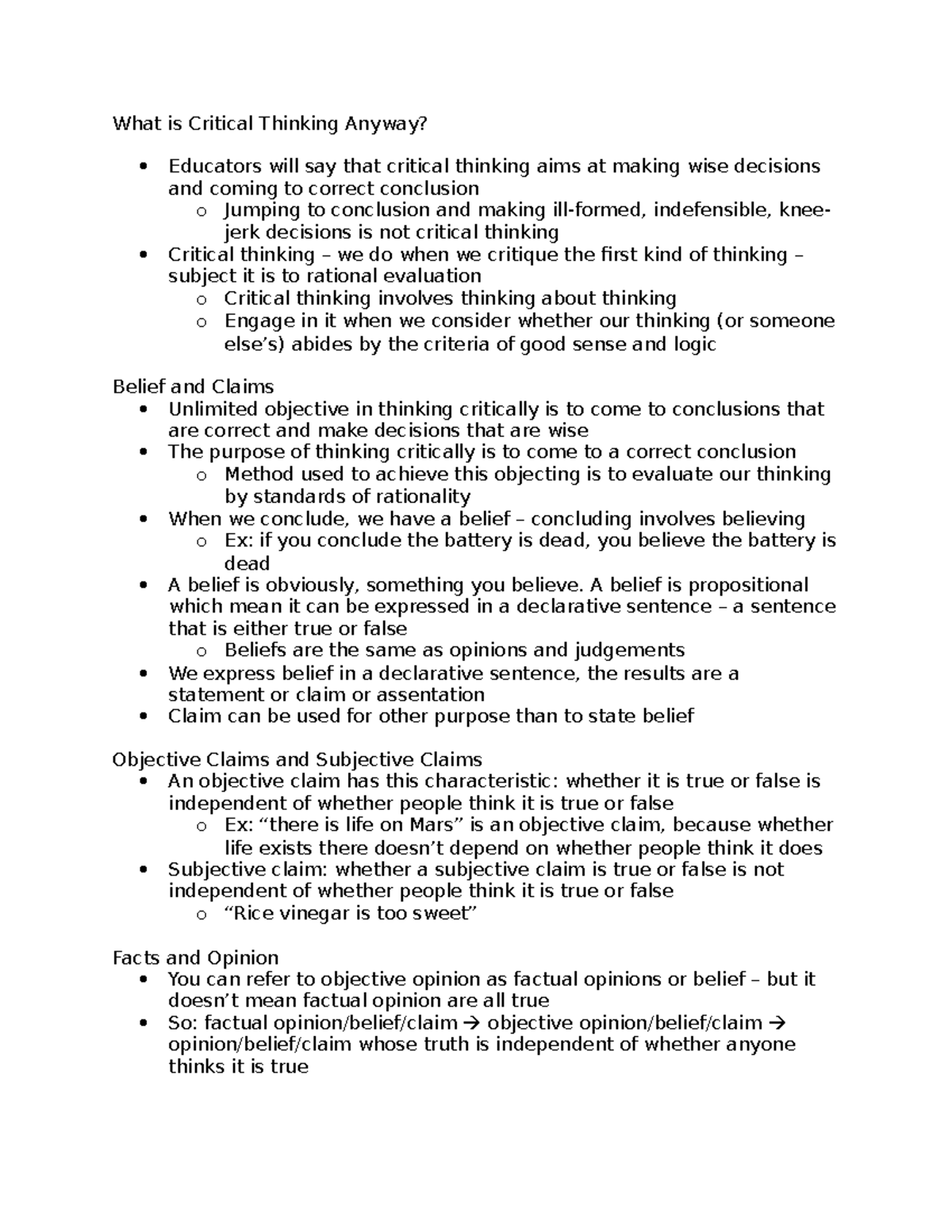 reasoning and critical thinking course notes for phi 1101