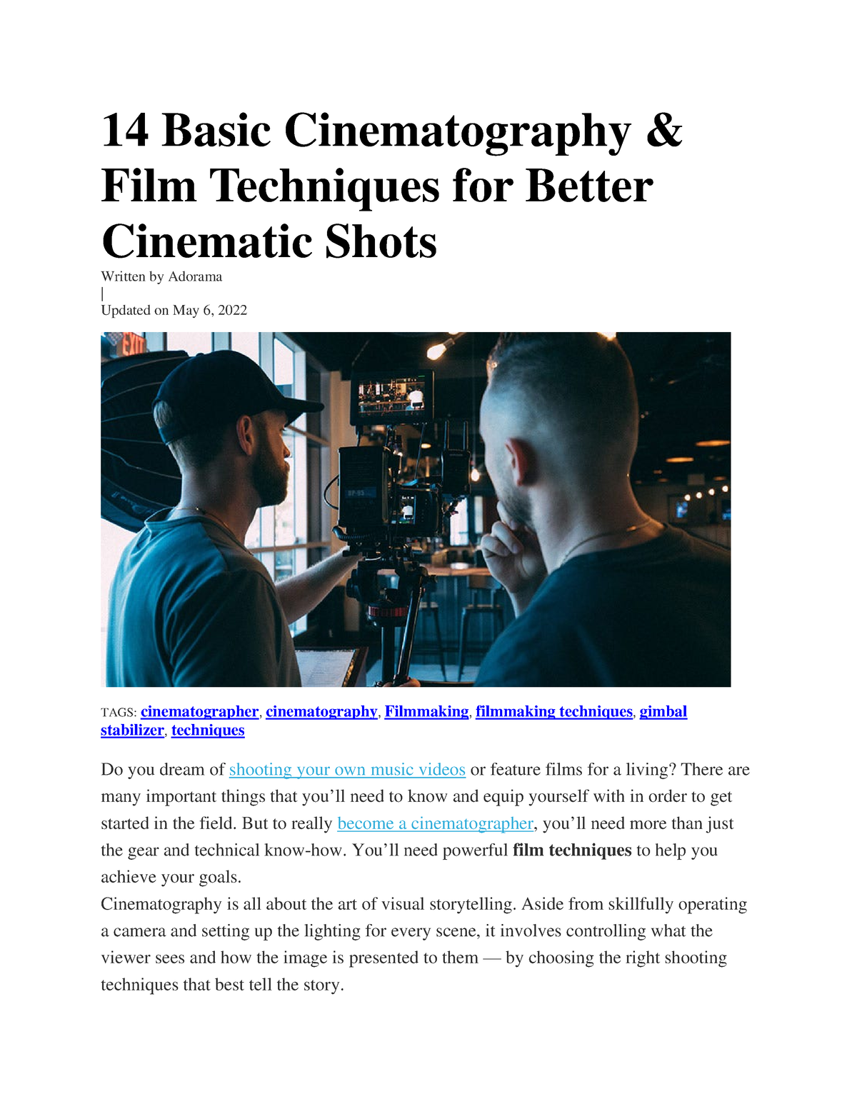 Basic Cinematography & Film Techniques for Better Cinematic Shots - ALC