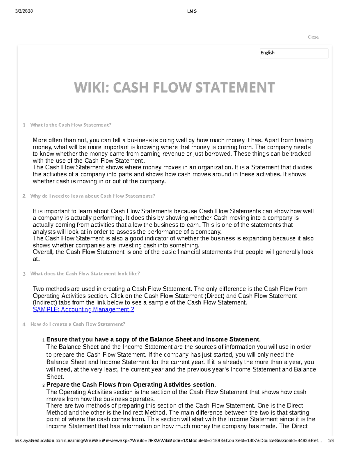 Cash Flow Statement - Lecture notes 1 - WIKI: CASH FLOW STATEMENTWIKI ...