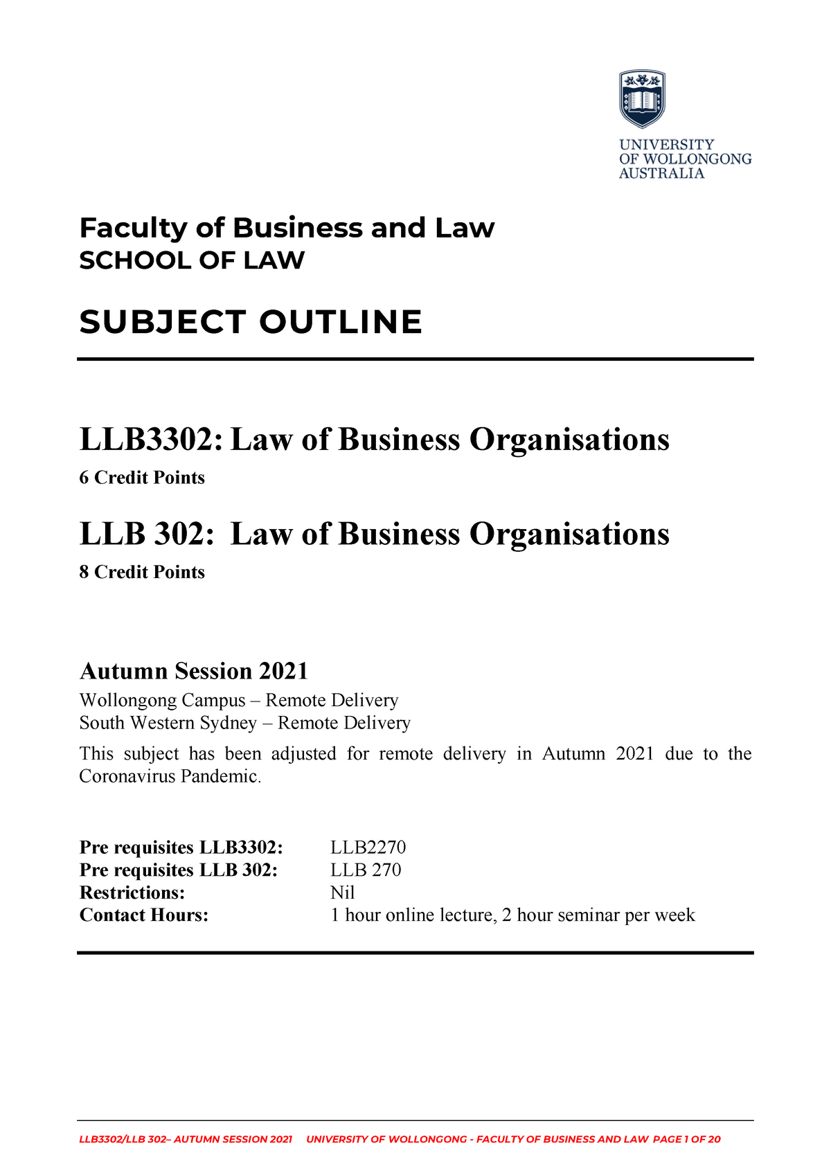 Subject Outline Autumn 2021 Fa Ulty Of Business And La SCHOOL OF LAW   Thumb 1200 1697 