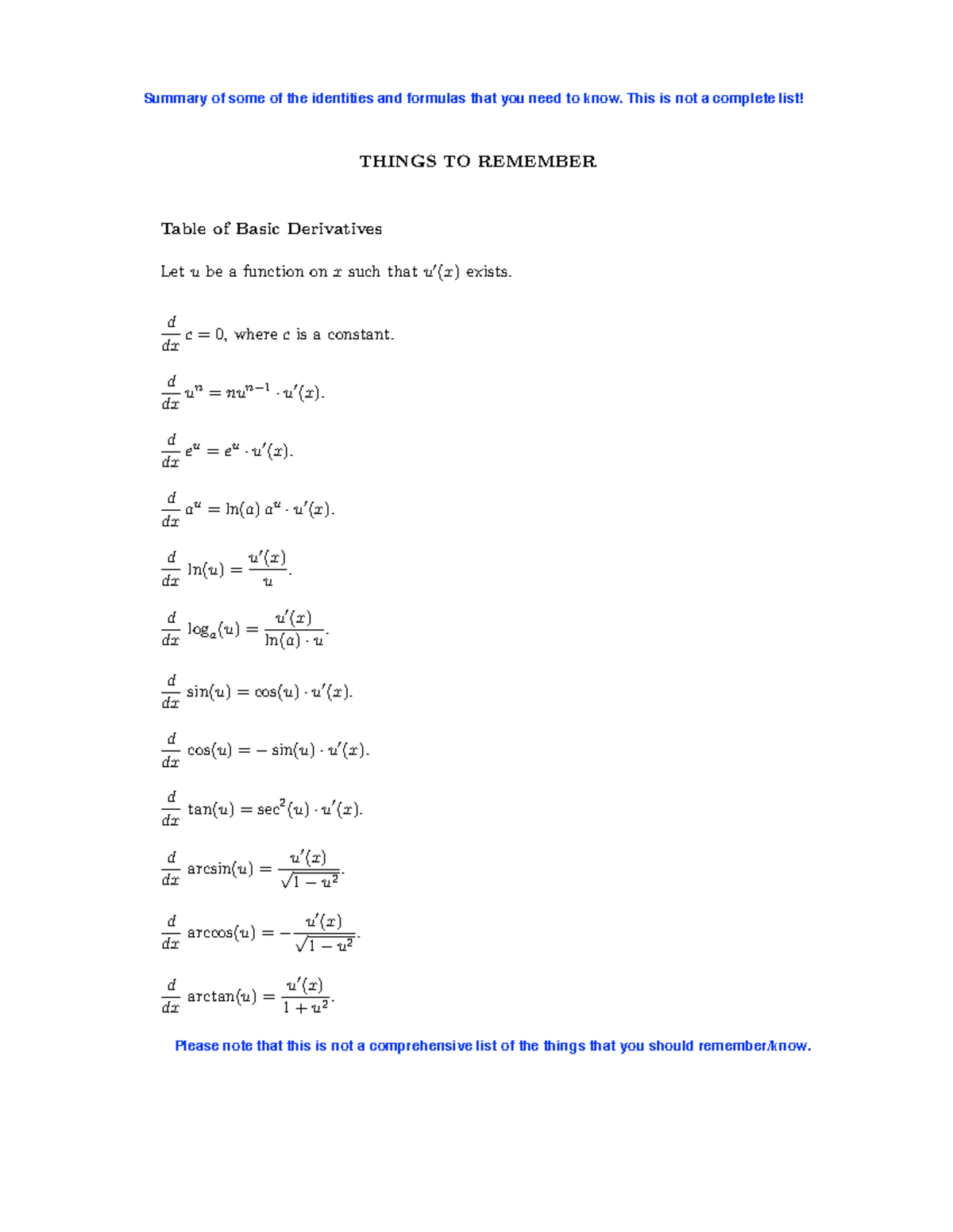 things-you-should-know-calc-summary-of-some-of-the-identities-and