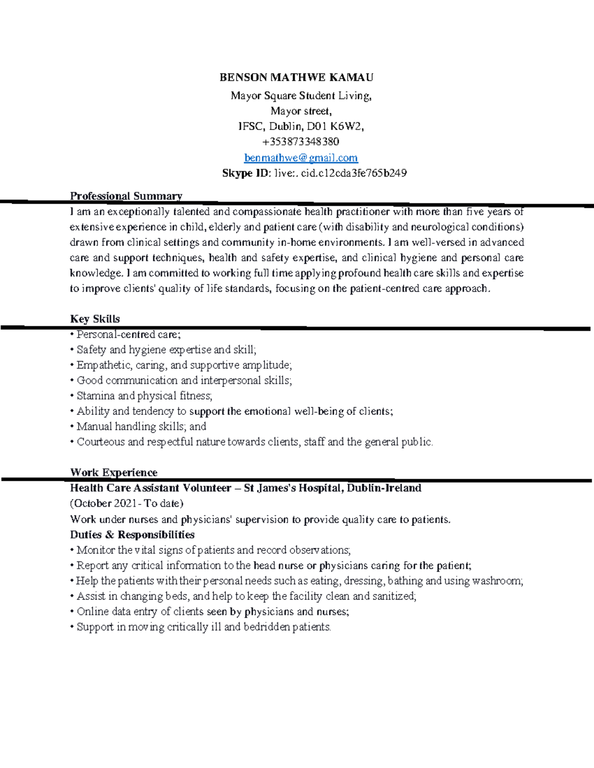 BK Health Beacon CV - Thanks for the info - BENSON MATHWE KAMAU Mayor ...
