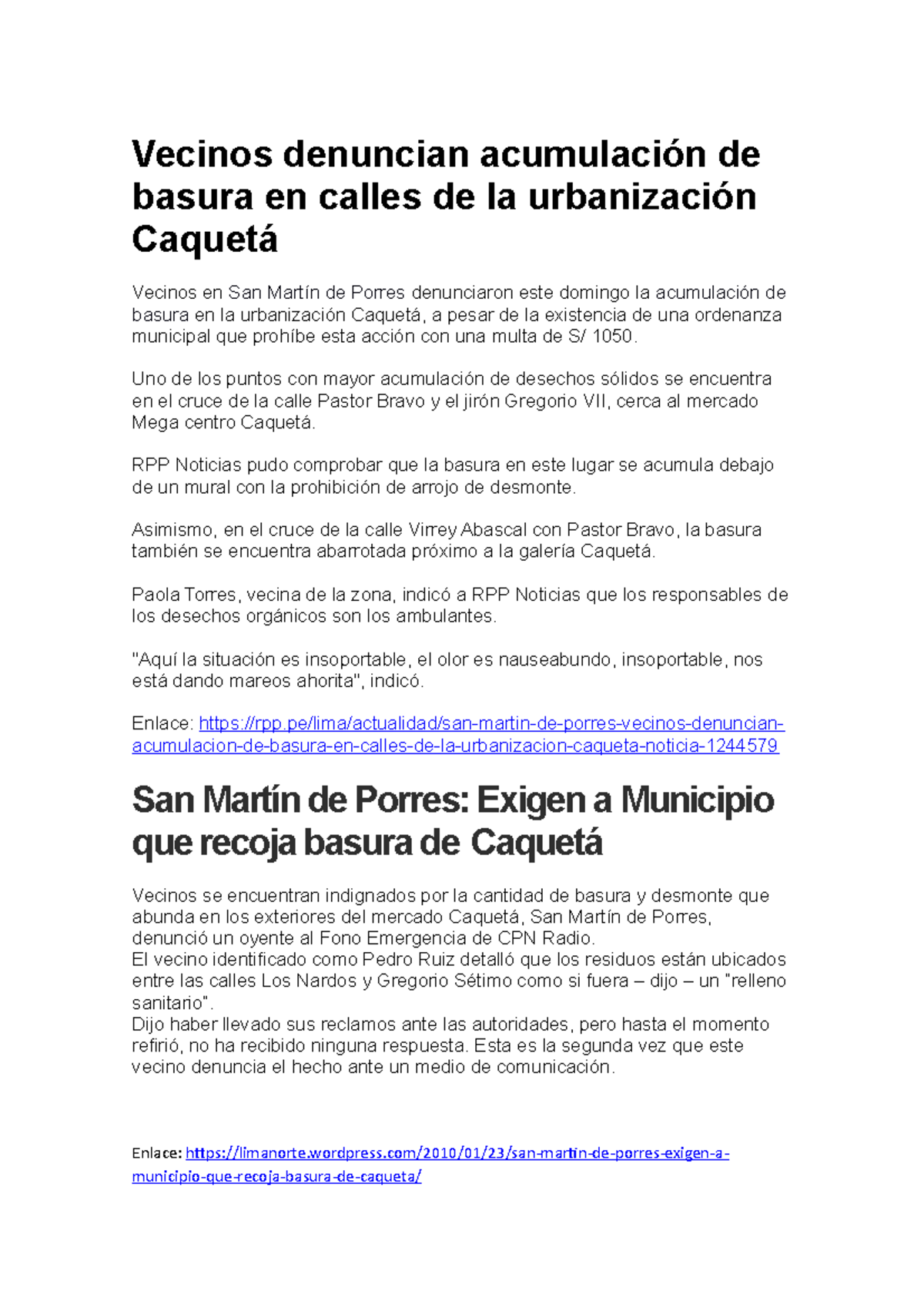 Contaminacion - xd. - Vecinos denuncian acumulación de basura en calles ...