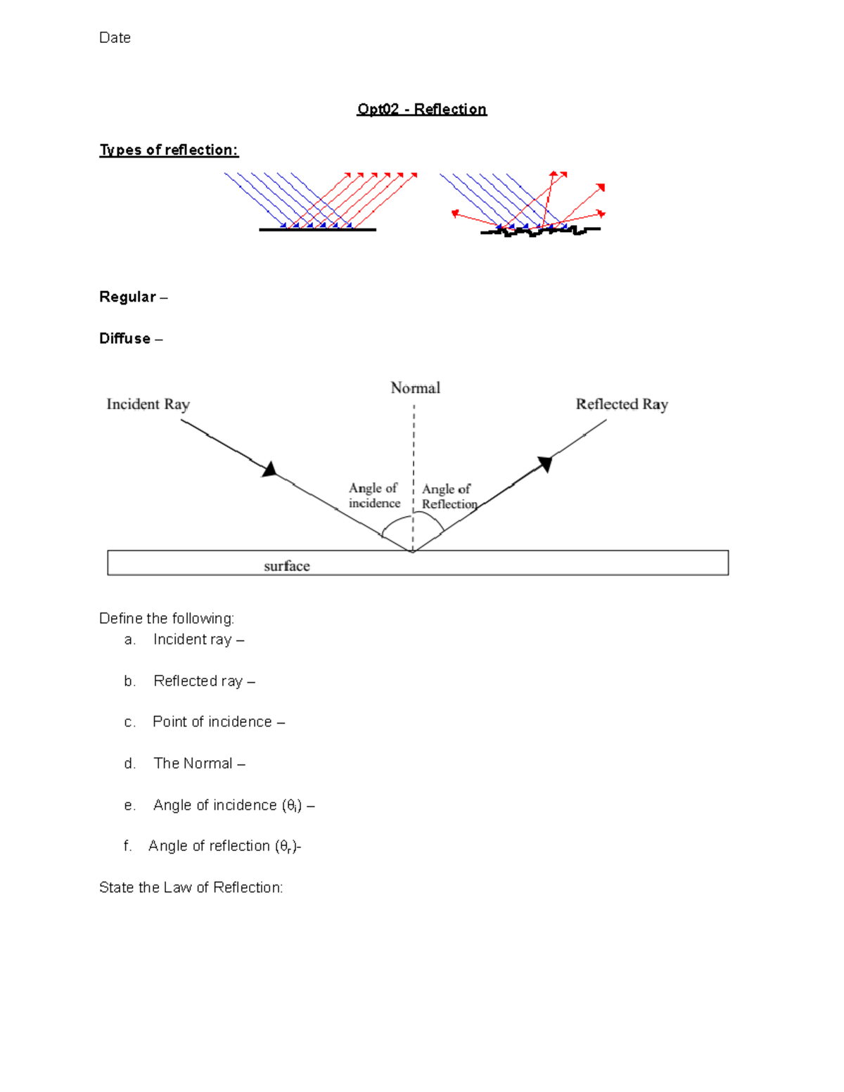 write an assignment on mirrors with their suitable diagram