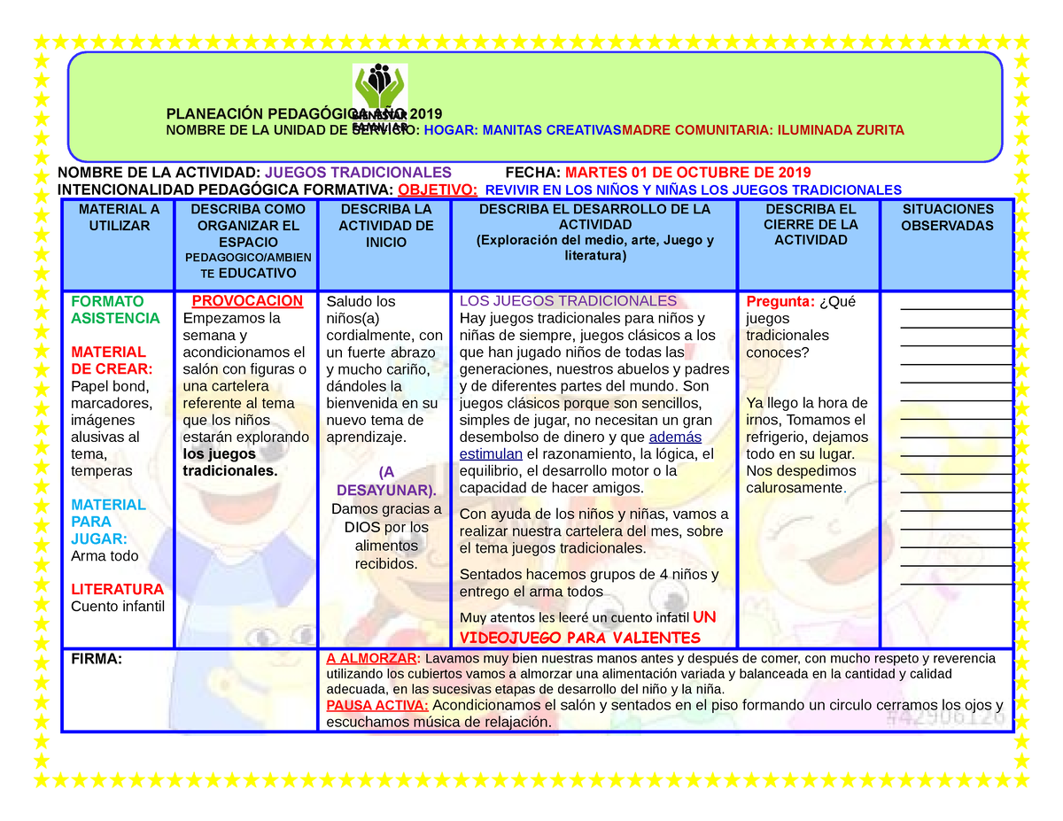 Planificacion De Juegos Tradicionales Para Niños De Tres Años