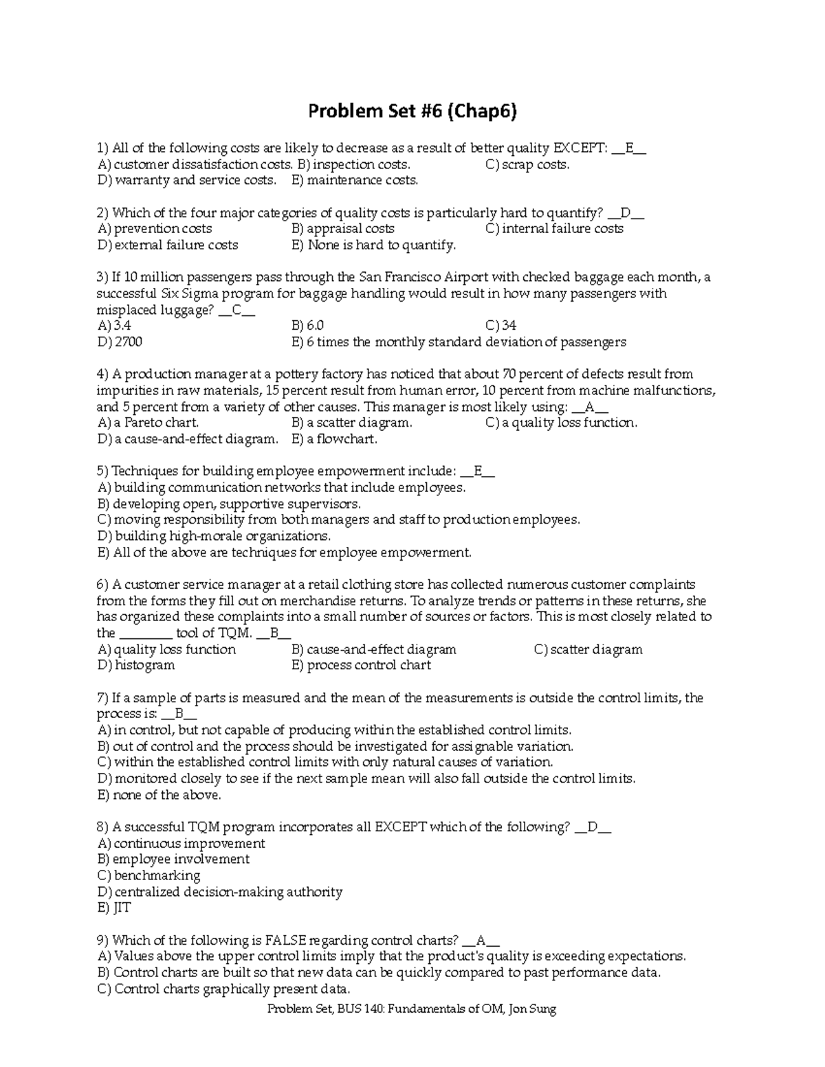 Copy Of Prob Set 6 Chap6 Answer - Problem Set #6 (Chap6) All Of The ...