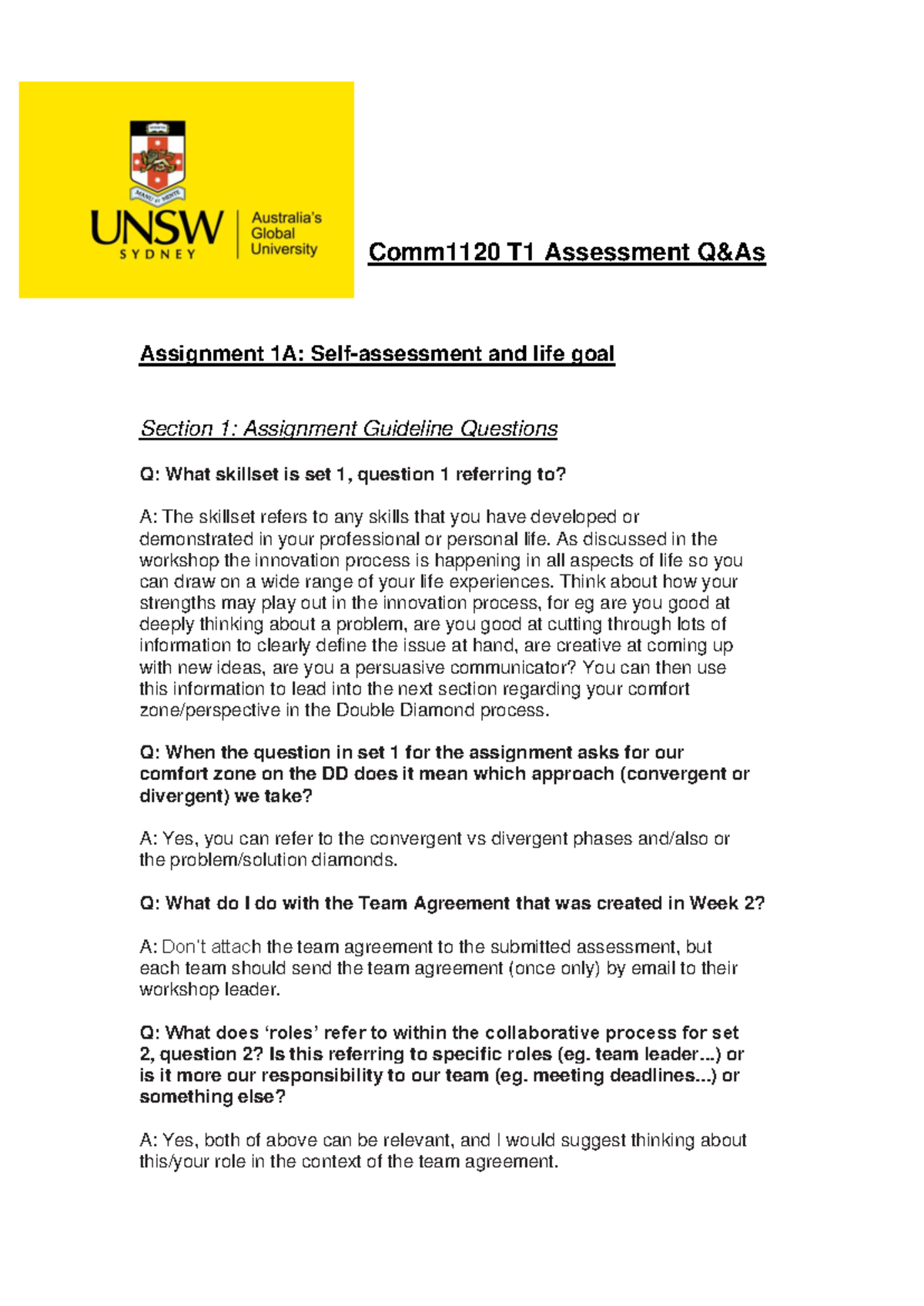 Comm1120 T1 Assessment FAQ - Comm1120 T1 Assessment Q&As Assignment 1A ...