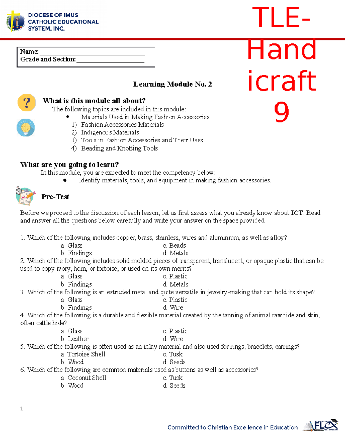 Learning Module No. 2-Handicraft 9 - Learning Module No. 2 What is this ...