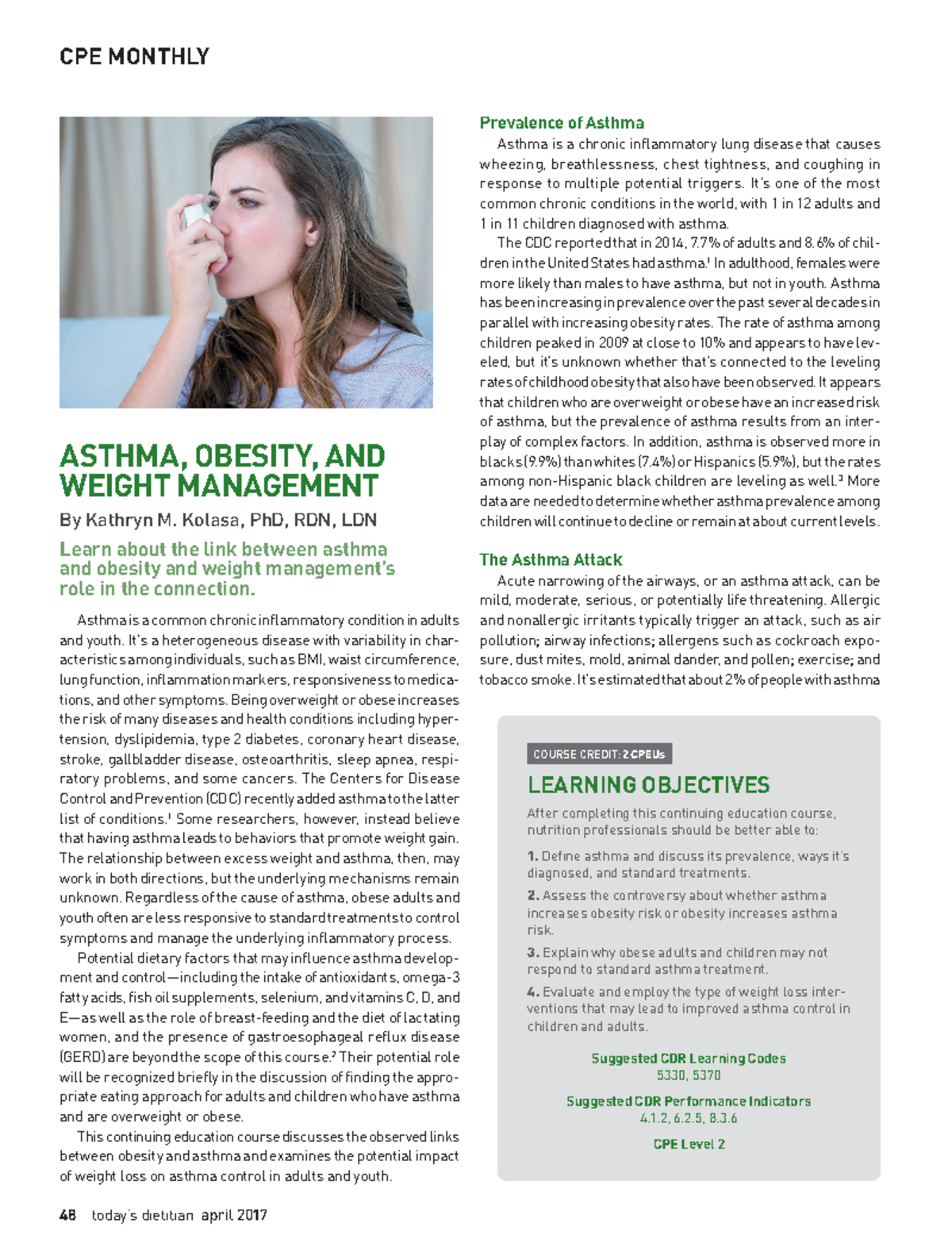 Asthma Journal 1 Lecture notes ASTHMA, OBESITY, AND WEIGHT