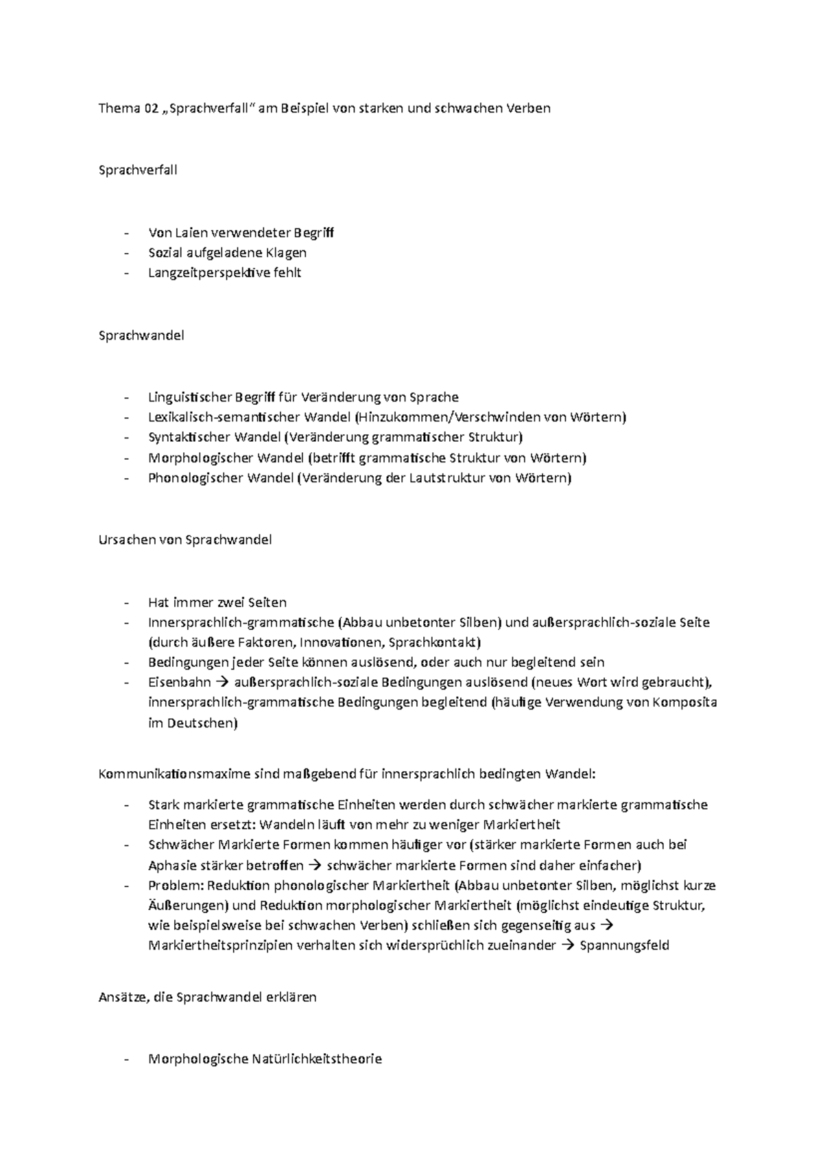 Zusammenfassung Sprachwandel Thema 02 „Sprachverfall“ am Beispiel von