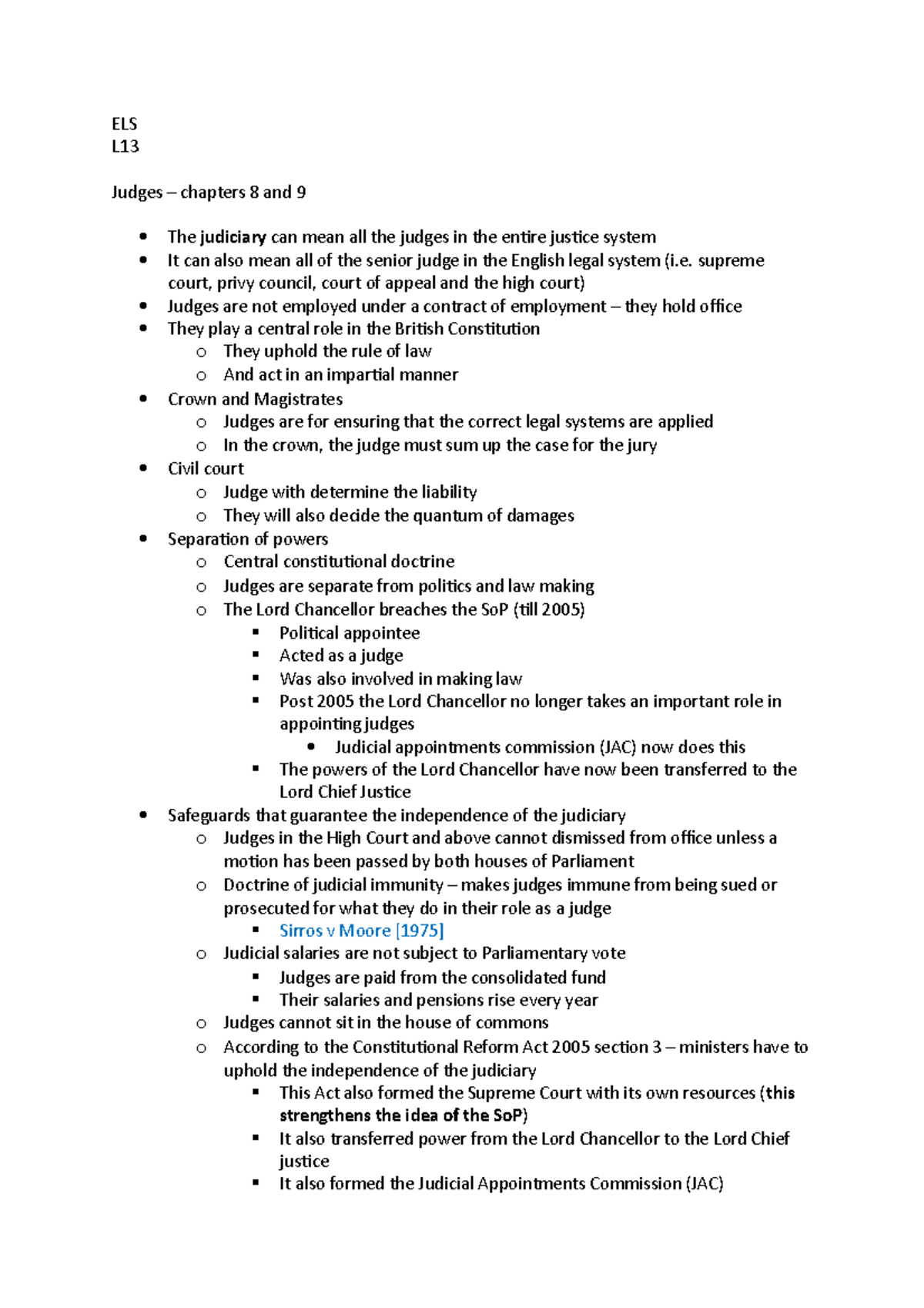 ELS L13 - Notes On Lecture 13 Of English Legal System Taught By Prof ...