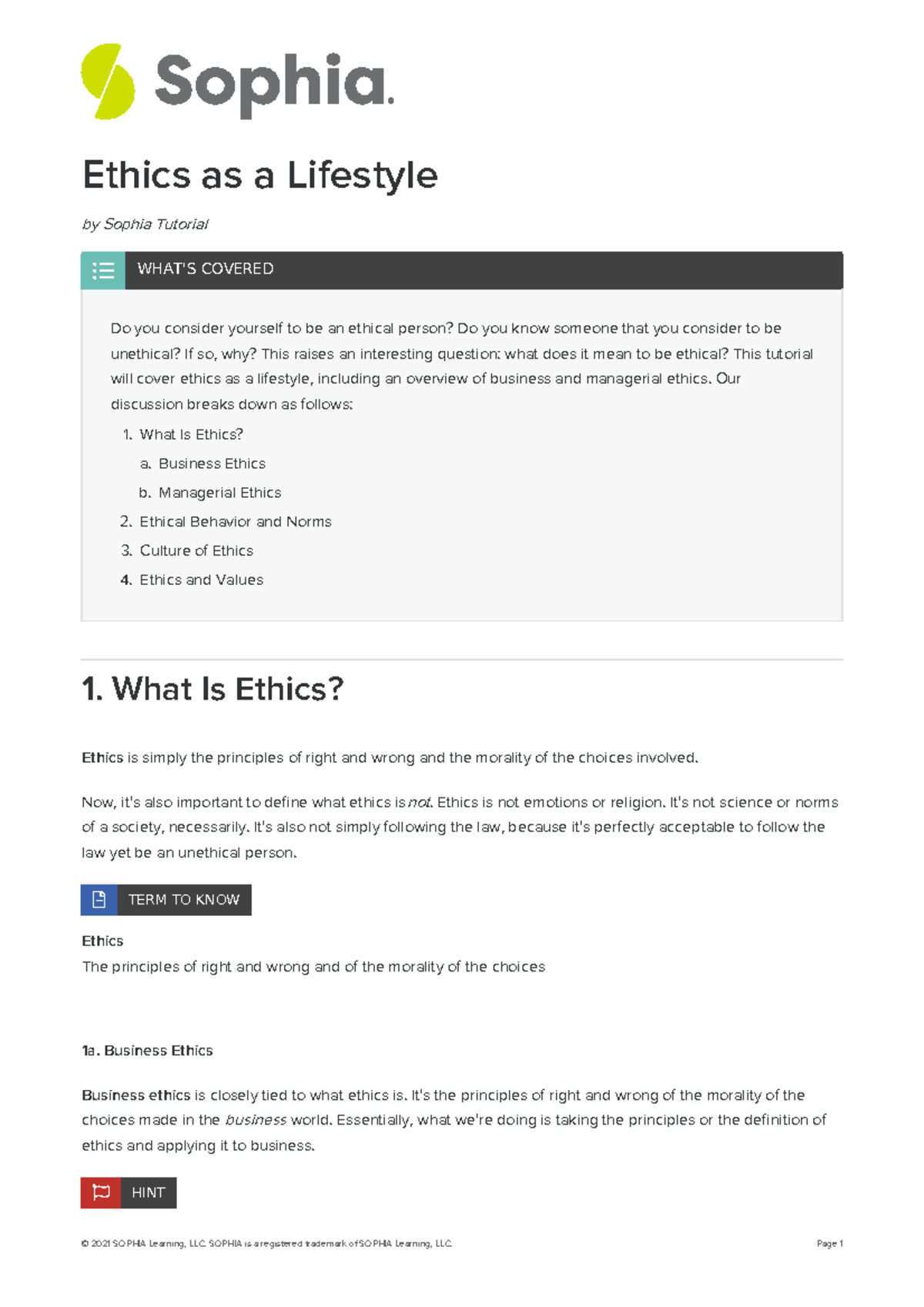 Ethics as a lifestyle 4 unit guide Ethics as a Lifestyle by Sophia