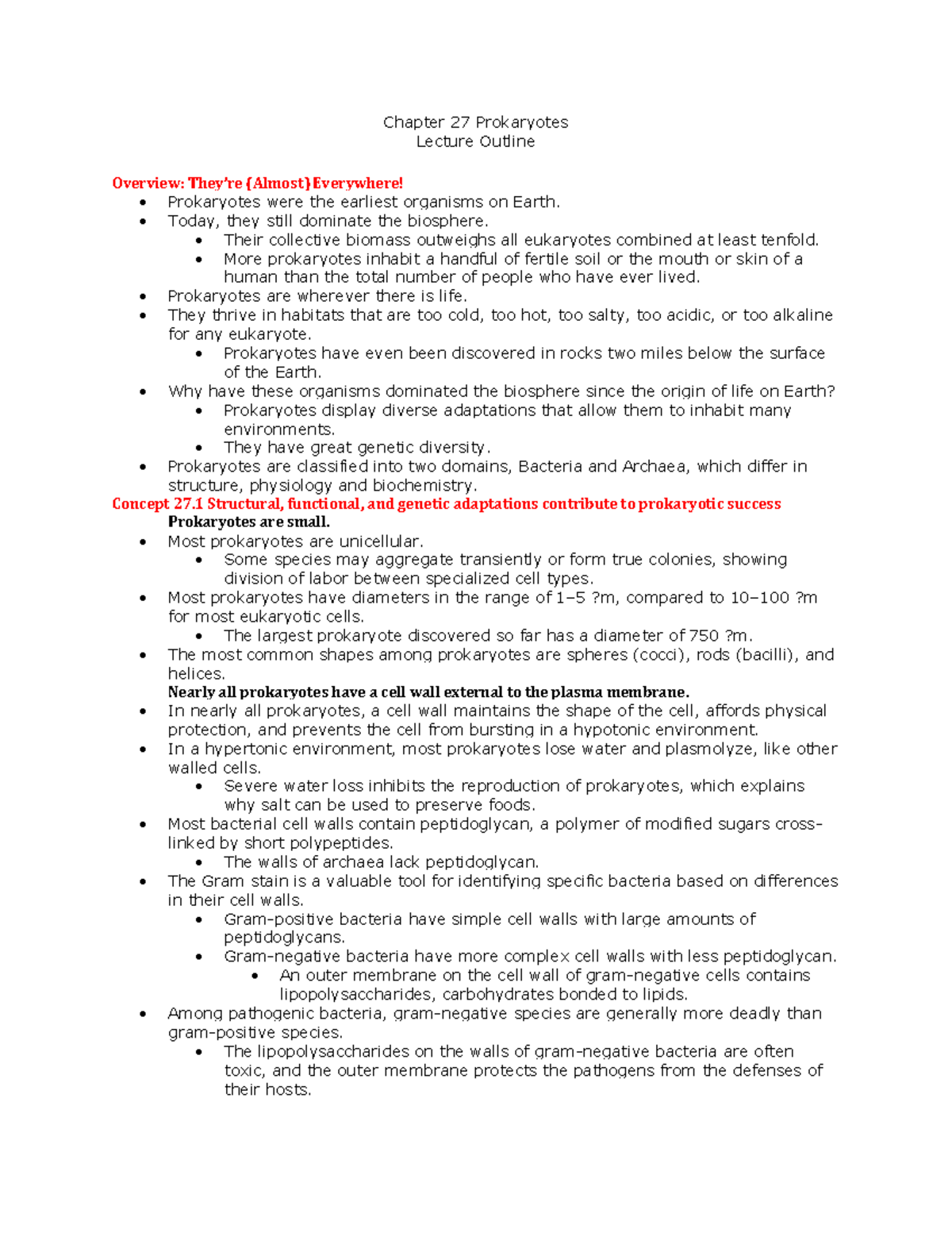 Biology Chapter 27 - Prokaryotes - Chapter 27 Prokaryotes Lecture ...