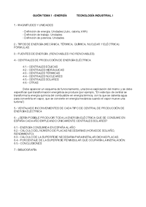 GUIÓN Trabajo EnergíA Tecno IND I - GUIÓN TEMA 1 - ENERGÍA TECNOLOGÍA ...