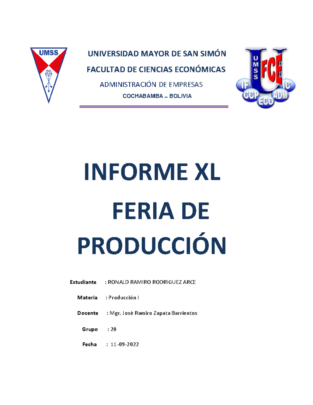 Informe DE Feria - Ronald Ramiro Rodriguez ARCE - INFORME XL FERIA DE ...