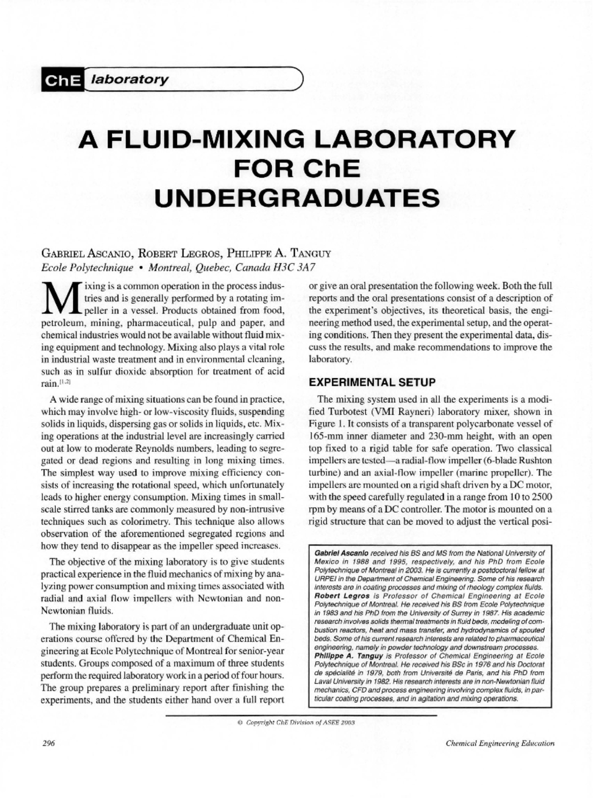 Nlewis 65,+296 299 Laboratory Ascanio 37 No 4 FALL 2003 CEE - .t3 ...