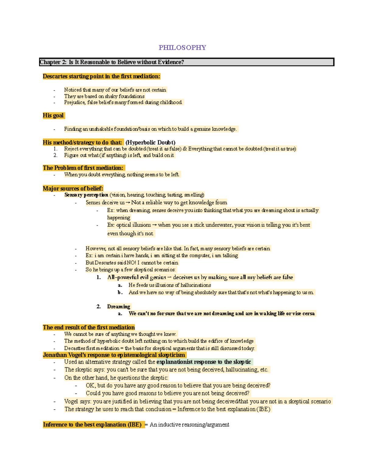Chapter 2 - PHILOSOPHY Chapter 2: Is It Reasonable to Believe without ...