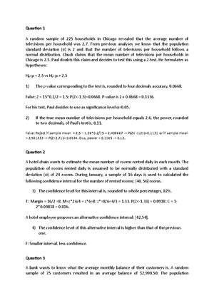 Statistics week 1 - 5 Sharpe summarized - Statistics – Sharpe Week 1 13 ...
