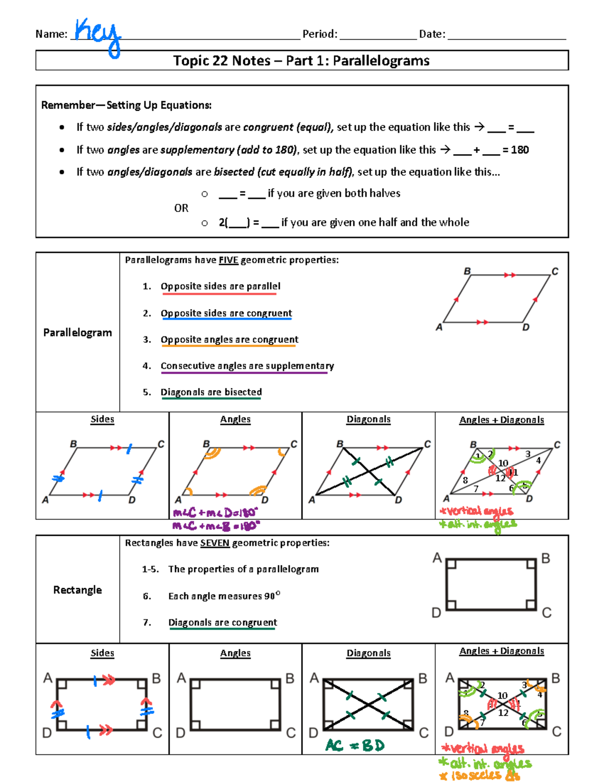 Topic+22+Notes+-+Part+1+Parallelograms+KEY - Name