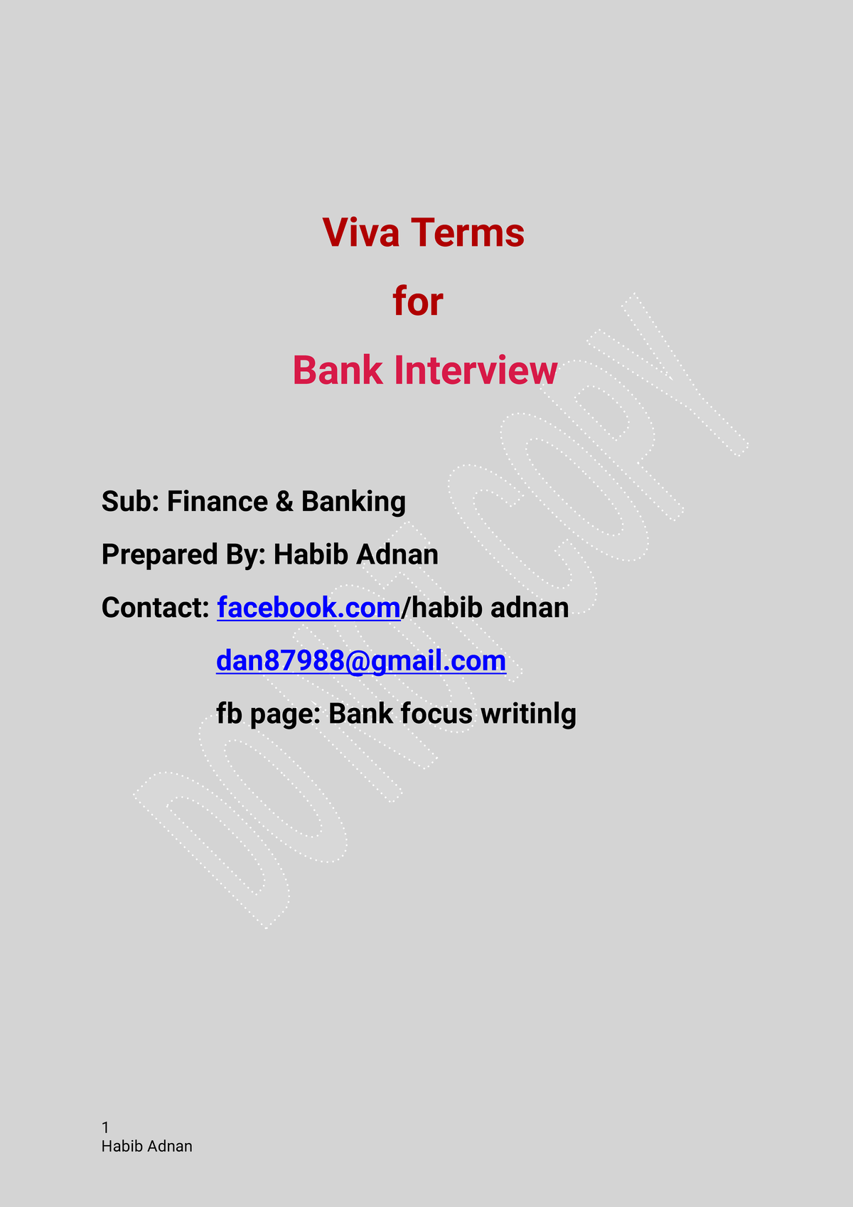 Viva term finance & banking 1 Viva Terms for Bank Interview Sub