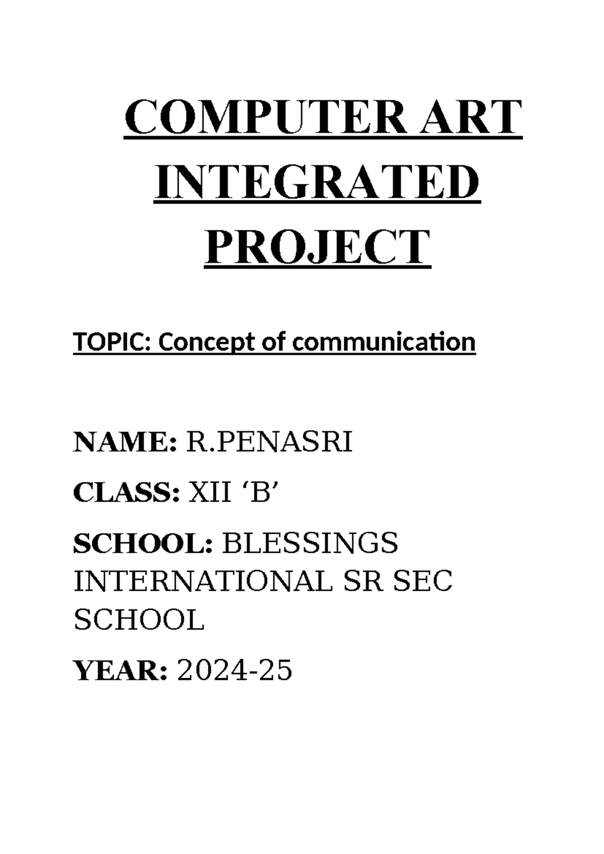Concept of communication - COMPUTER ART INTEGRATED PROJECT TOPIC ...