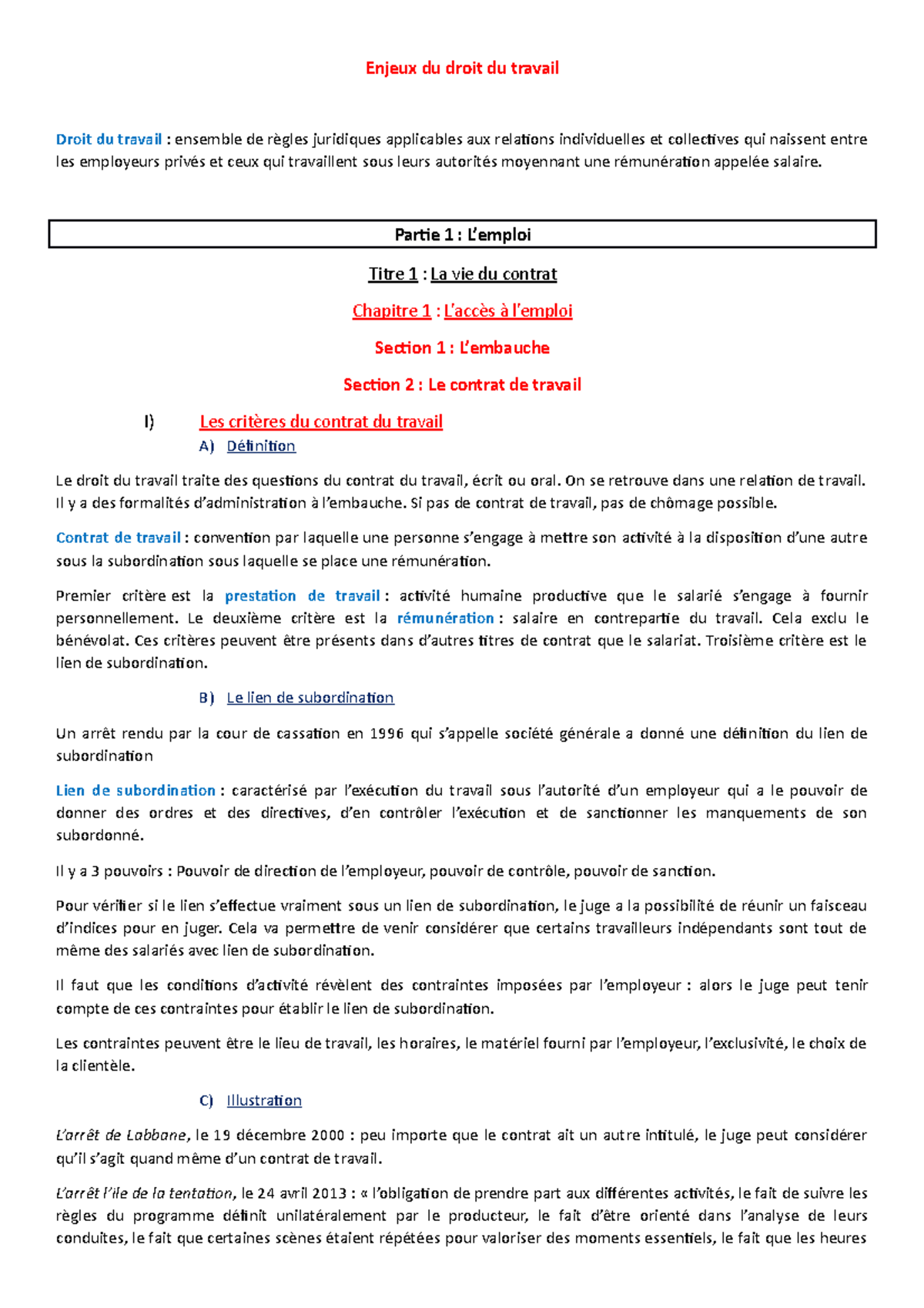 dissertation juridique droit du travail