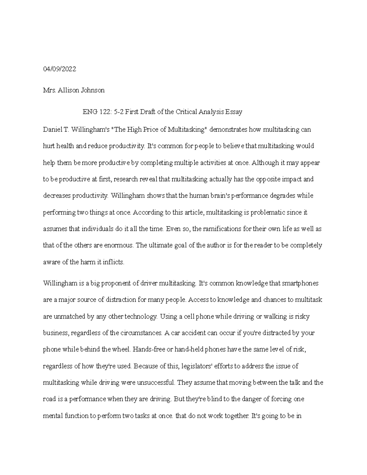 critical essay higher english